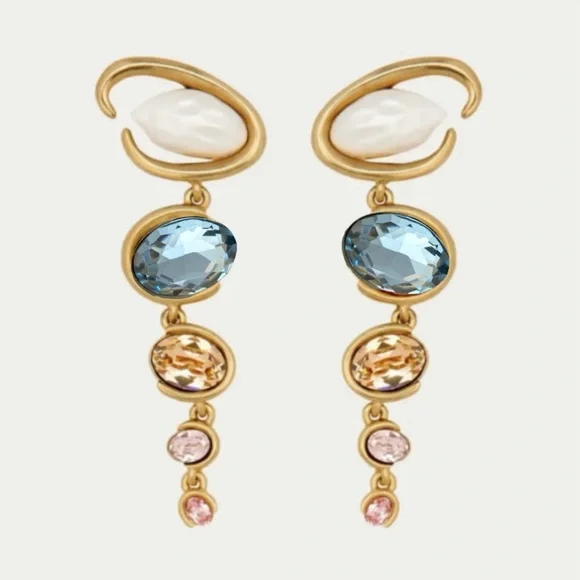 OSCAR DE LA RENTA • chalcedony blue Multi O-Shape Baroque Pearly Earrings